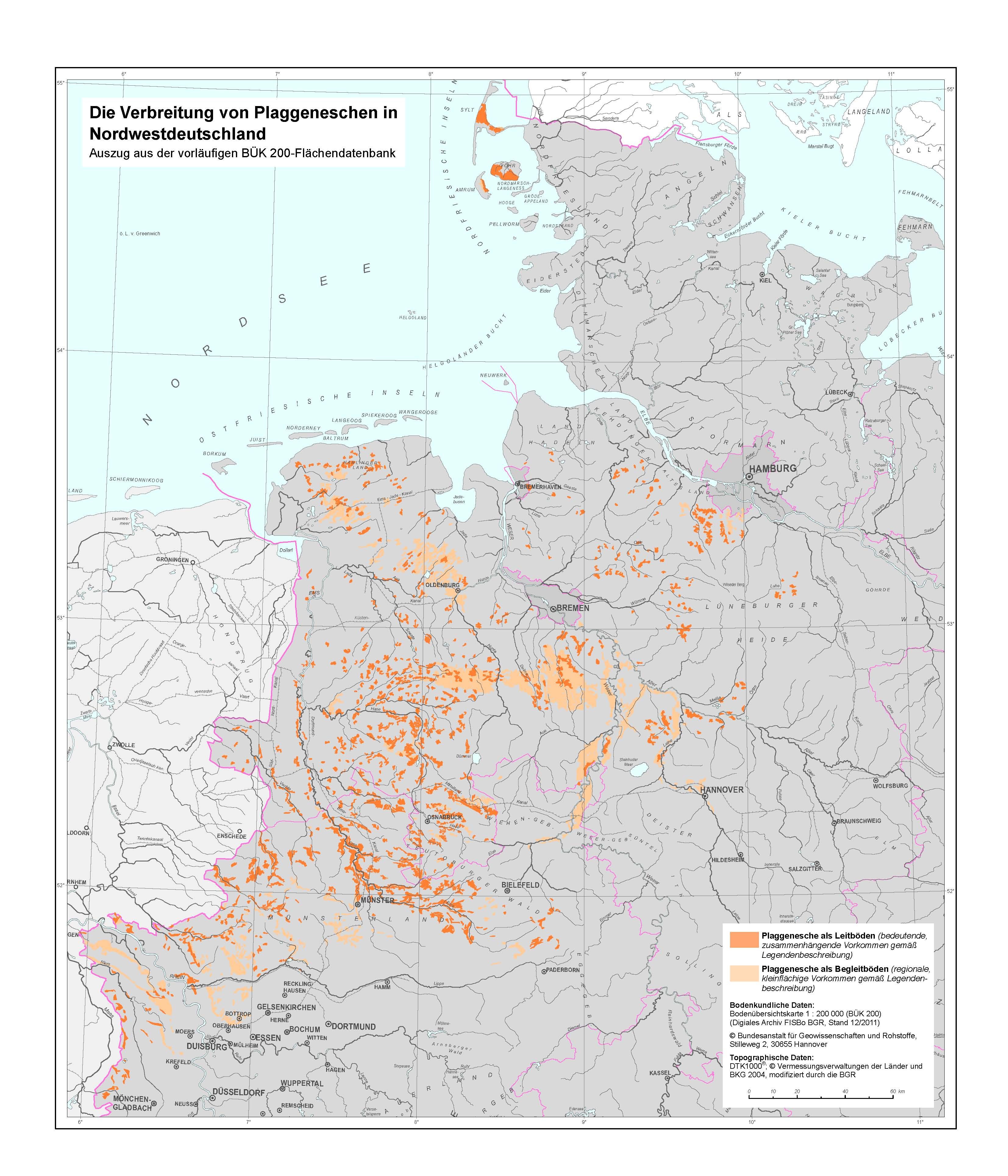 Abb. 3: Verbreitungsgebiet der Plaggenwirtschaft  (Abbildung: BGR Hannover)